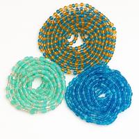 Colorful African waist beads in amber mint and blue