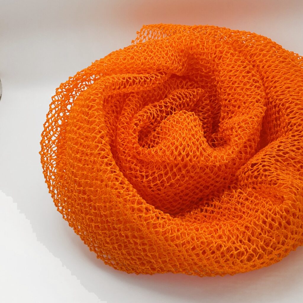 Orange sapo sponge, African net sponge, natural exfoliating scrubber